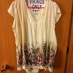 Old Navy Ivory Floral Blouse XL